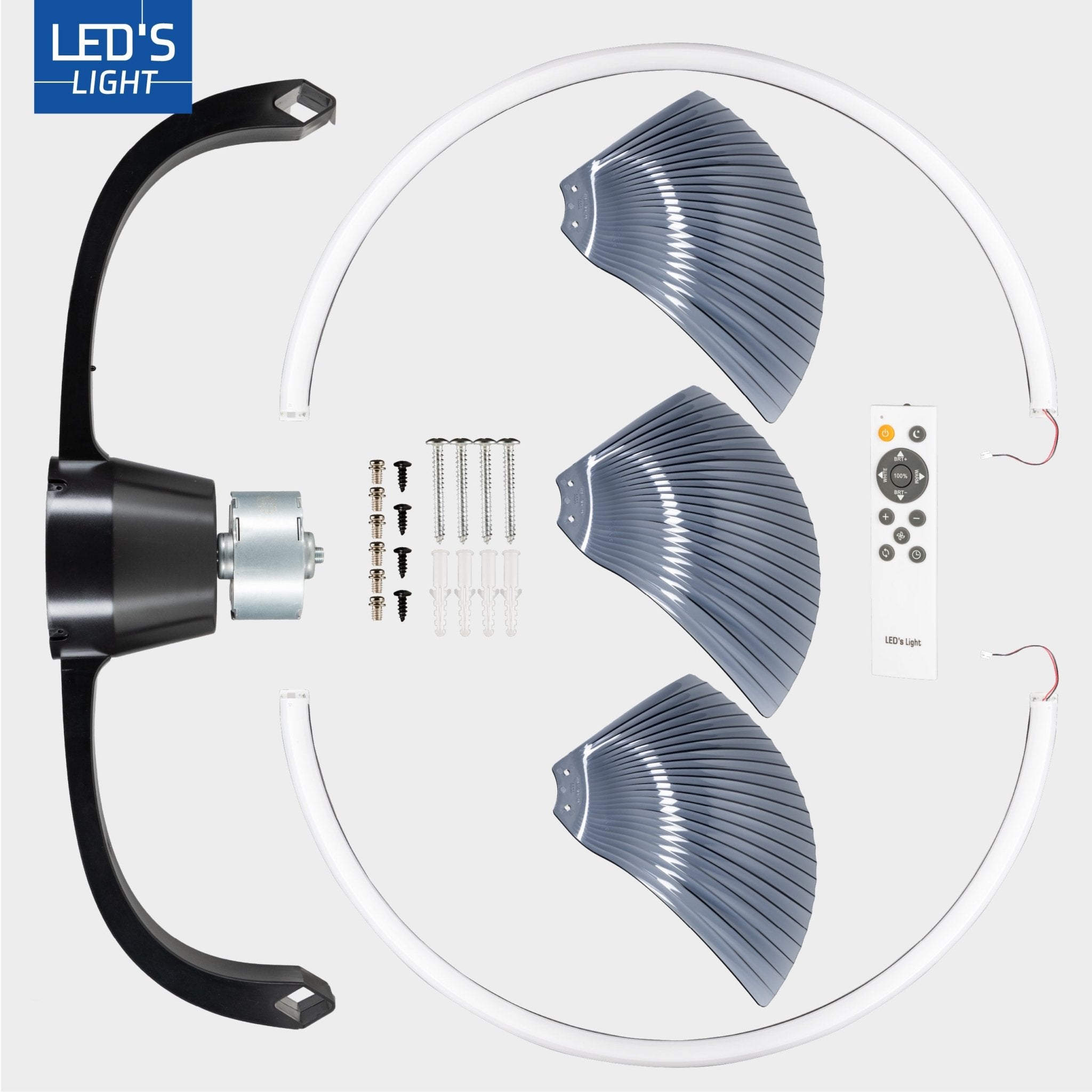 LED's Light Plafondventilator XL 74 cm - Bedienbaar met afstandsbediening - Zwart - LED.nl