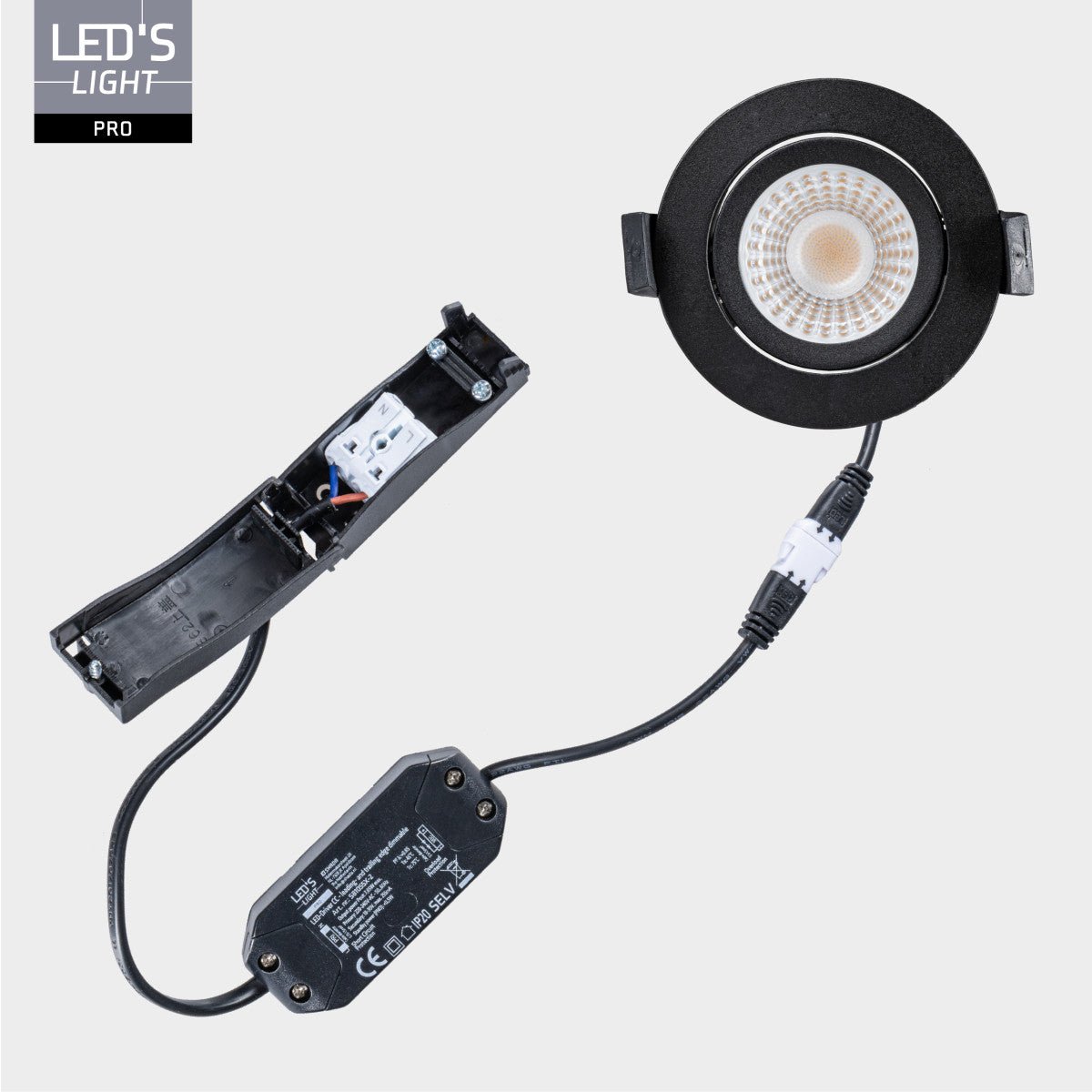 LED's Light PRO - 6 PACK - downlight inbouwspot Ø 68mm - Kantelbaar - Spatwaterdicht - Dim to Warm - Zwart LED.nl