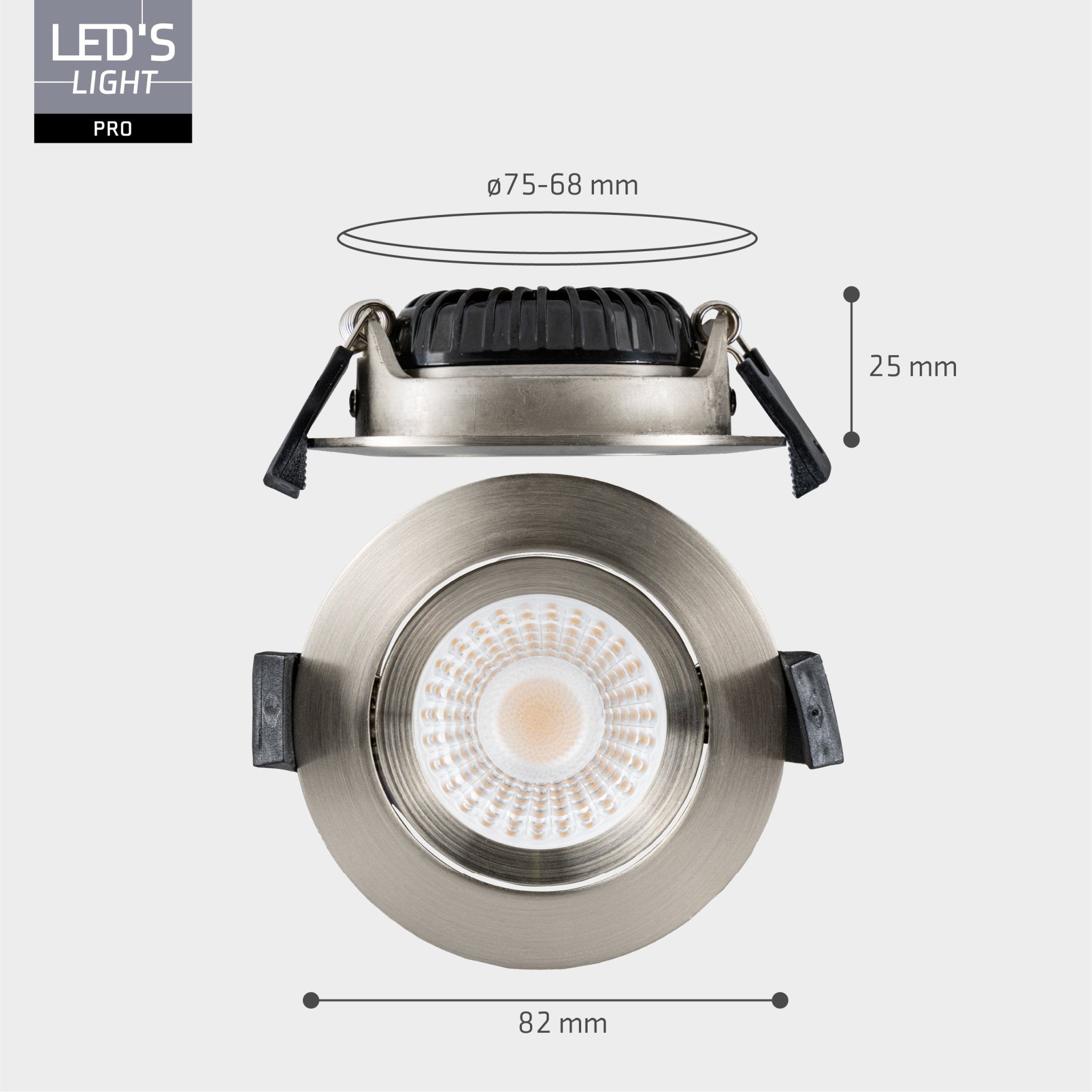 LED's Light PRO downlight inbouwspot Ø 68mm - Kantelbaar - Spatwaterdicht - Dim to Warm - Zilver - LED.nl