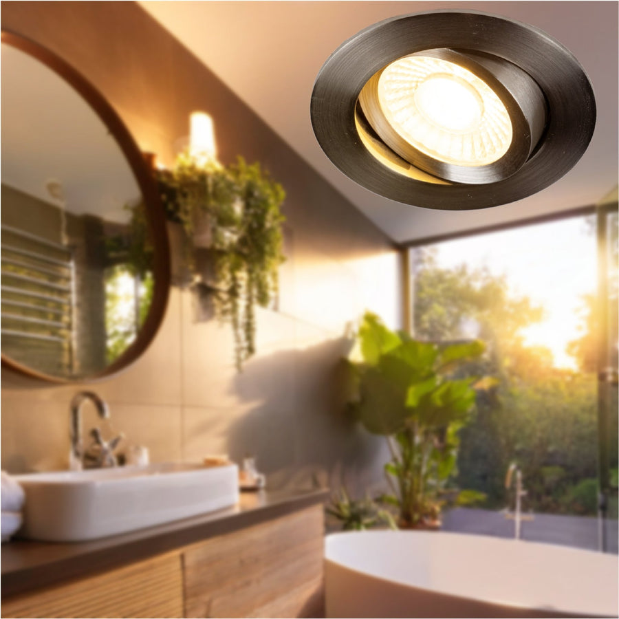 3 PACK - LED's Light PRO downlight inbouwspot Ø 68mm - Kantelbaar - Spatwaterdicht - Dim to Warm - RVS Inbouwspots LED.nl