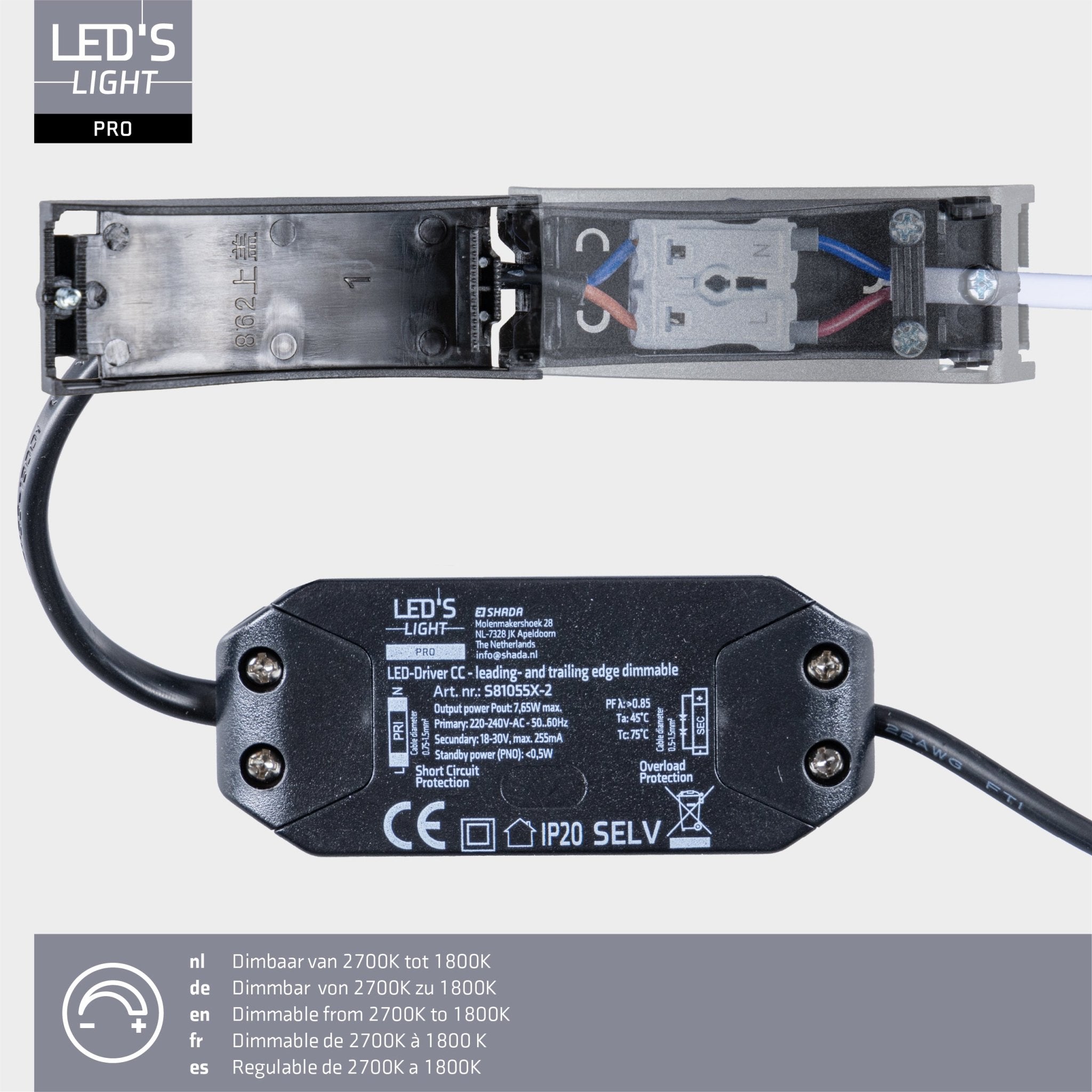 LED's Light PRO downlight inbouwspot Ø 68mm - Kantelbaar - Spatwaterdicht - Dim to Warm - Zilver - LED.nl