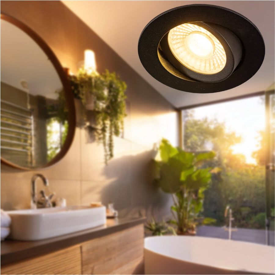LED's Light PRO downlight recessed spotlight Ø 68mm - Tiltable - Splashproof - Dim to Warm - Black - LED.nl