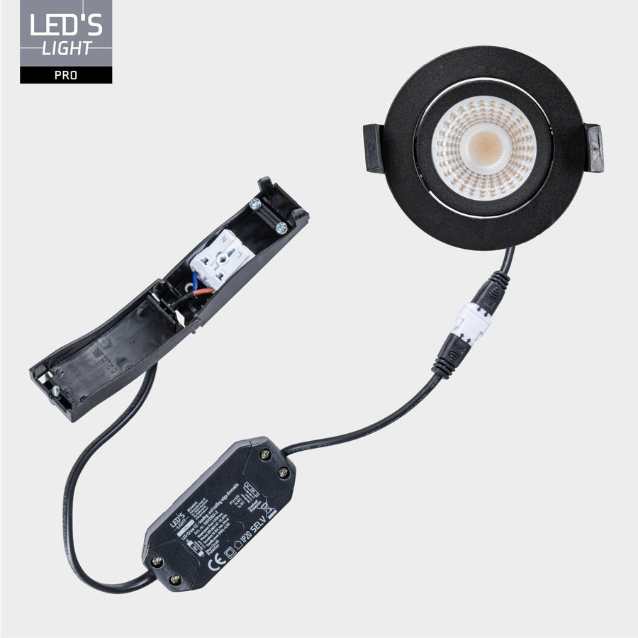 LED's Light PRO downlight recessed spotlight Ø 68mm - Tiltable - Splashproof - Dim to Warm - Black - LED.nl