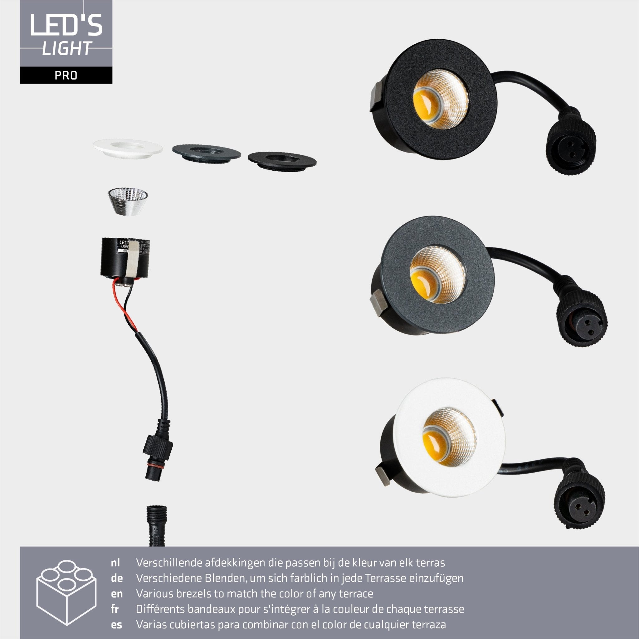LED's Light PRO mini inbouwspot 3 cm - Voor overkapping, veranda's en inbouwplafonds - Dimbaar - Grijs - LED.nl