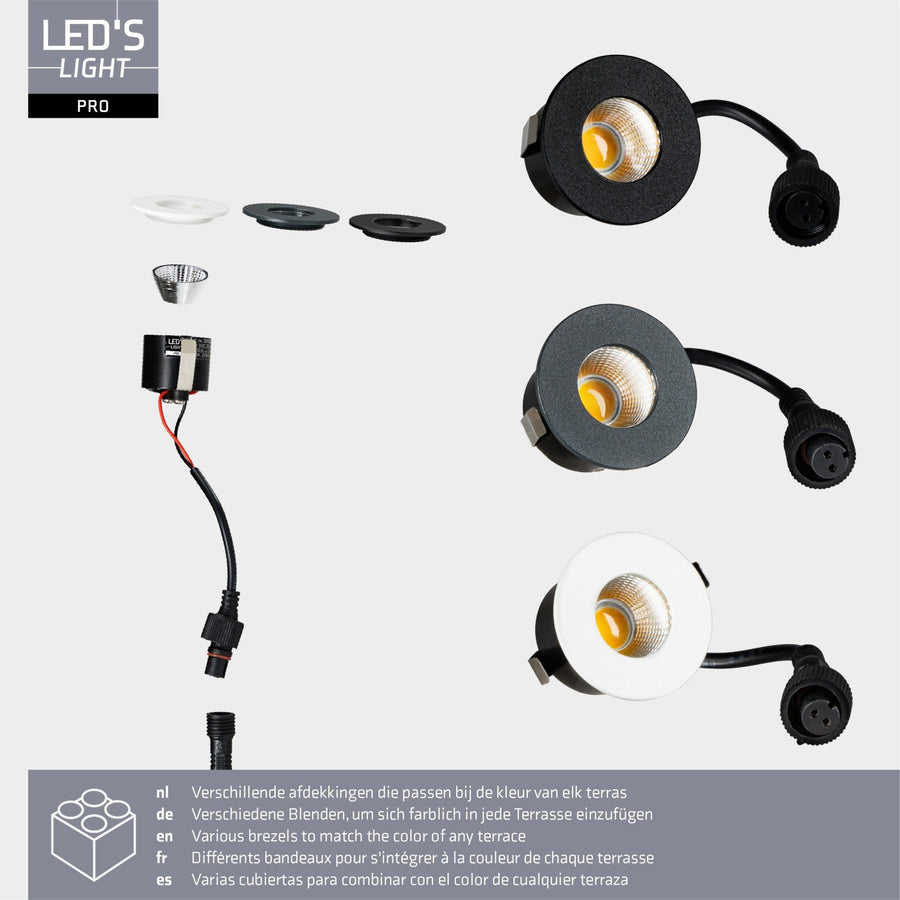 3 PACK - LED's Light PRO mini inbouwspot 3 cm - Voor overkapping, veranda's en inbouwplafonds - Dimbaar - 3 Kleuren plaatjes Inbouwspots LED.nl