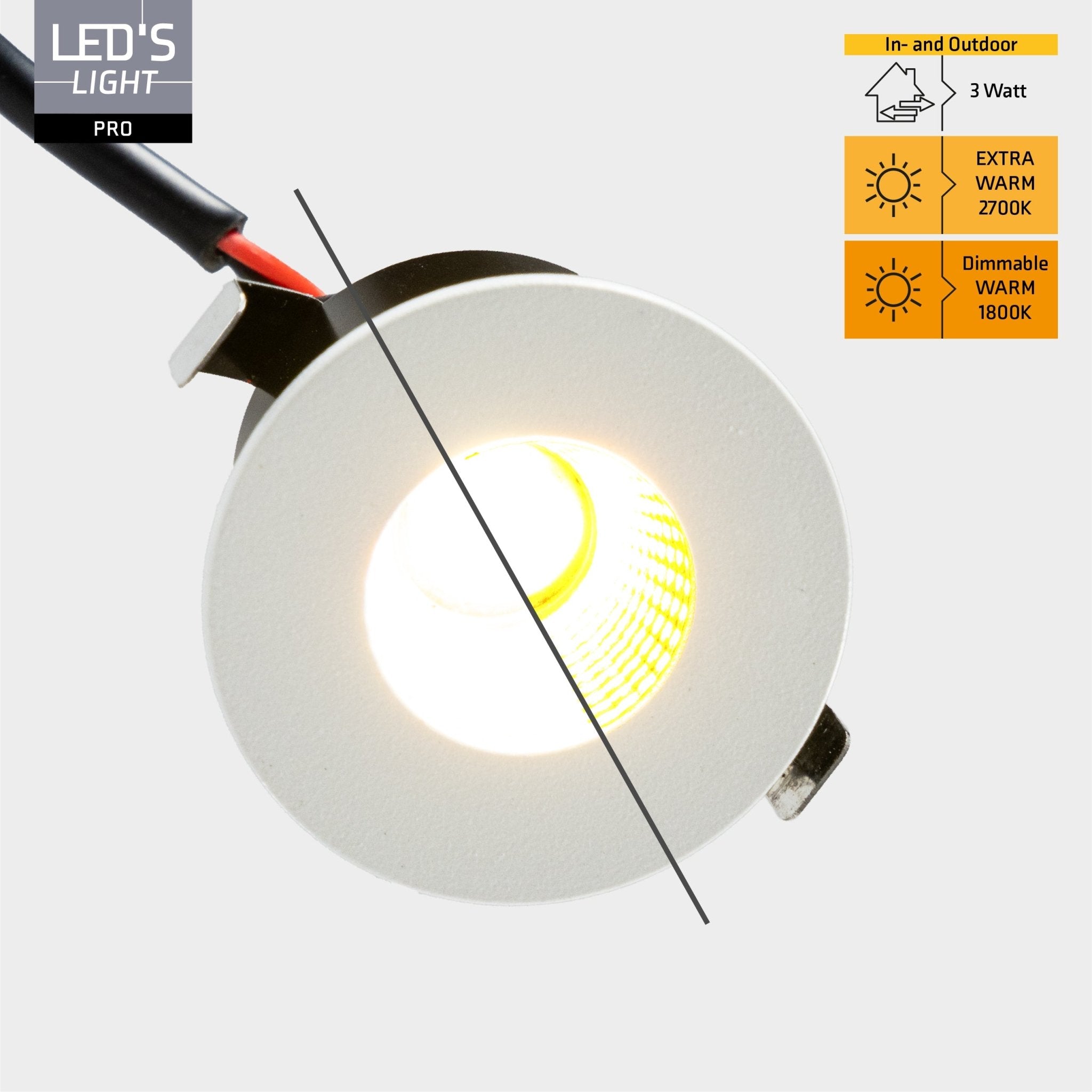 LED's Light PRO mini inbouwspot 3 cm - Voor overkapping, veranda's en inbouwplafonds - Dimbaar - Grijs - LED.nl