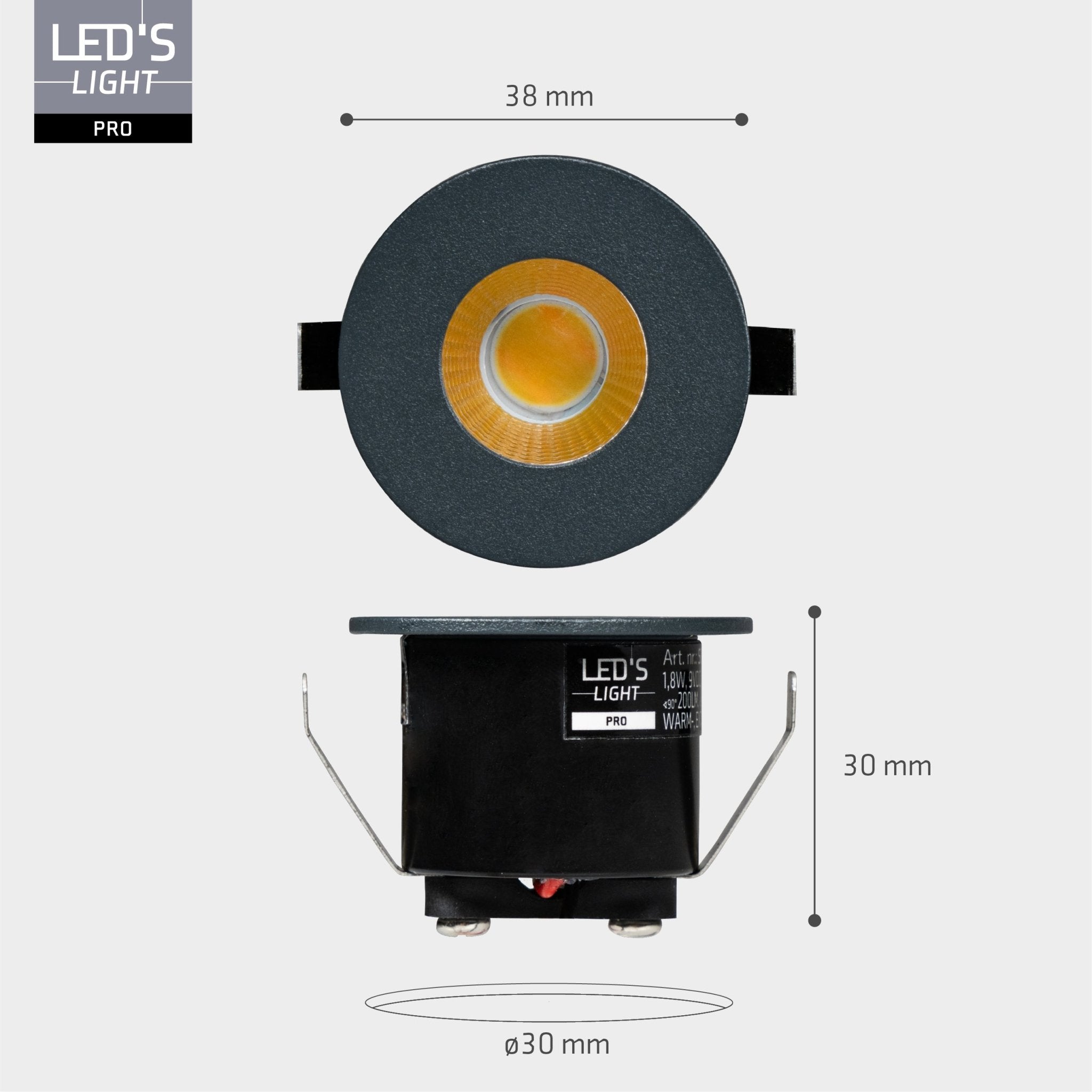 LED's Light PRO mini inbouwspot 3 cm - Voor overkapping, veranda's en inbouwplafonds - Dimbaar - Grijs - LED.nl