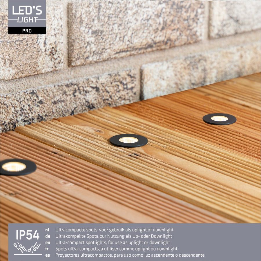 3 PACK - LED's Light PRO mini inbouwspot 3 cm - Voor overkapping, veranda's en inbouwplafonds - Dimbaar - 3 Kleuren plaatjes Inbouwspots LED.nl