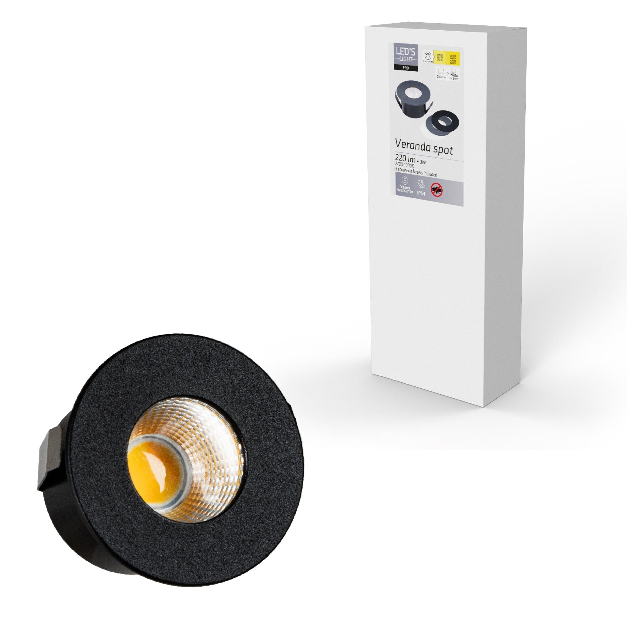 LED's Light PRO mini inbouwspot 3 cm - Voor overkapping, veranda's en inbouwplafonds - Dimbaar - Grijs - LED.nl