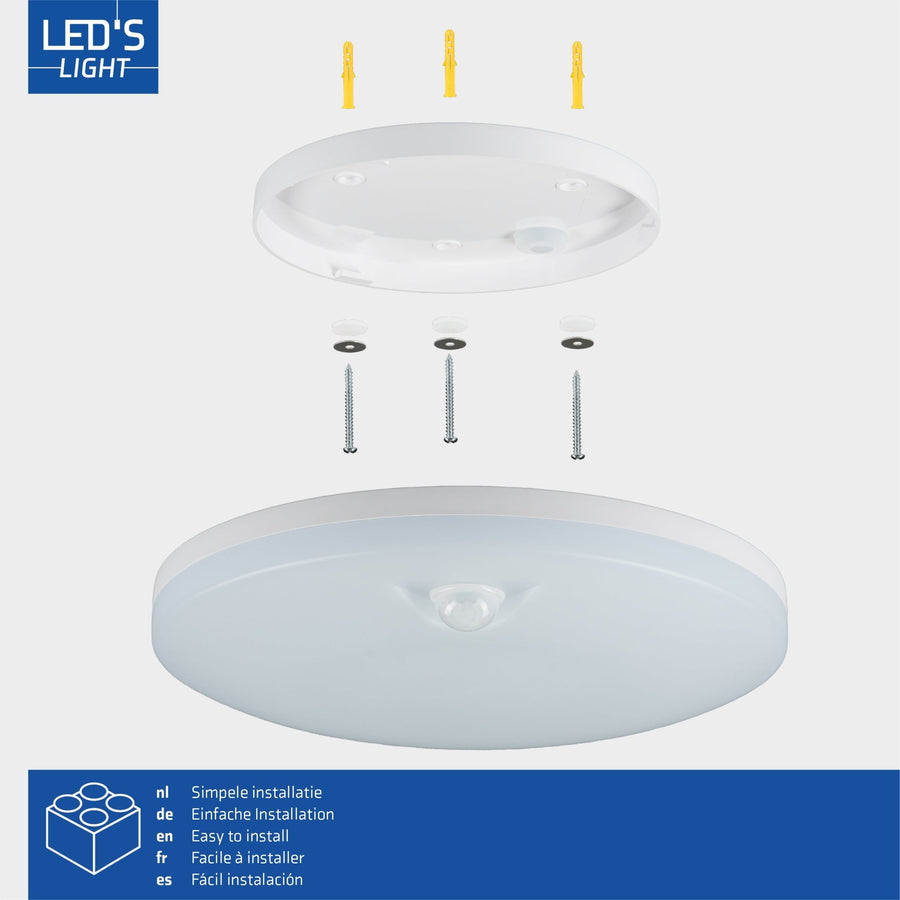 LED's Light Pro Deckenleuchte mit Sensor - Bewegungsmelder und Dämmerungssensor - 6 Stufen - 25 cm - LED.de