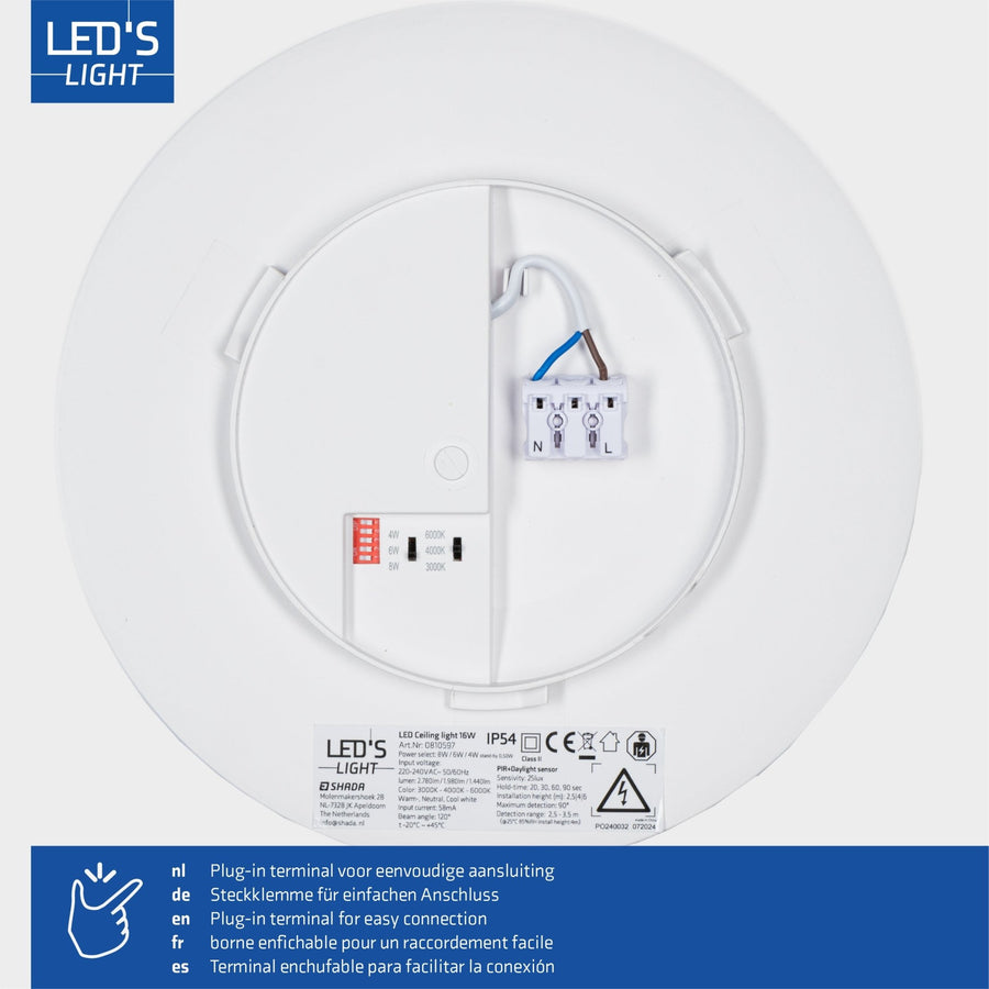 LED's Light Pro Deckenleuchte mit Sensor - Bewegungsmelder und Dämmerungssensor - 6 Stufen - 25 cm - LED.de