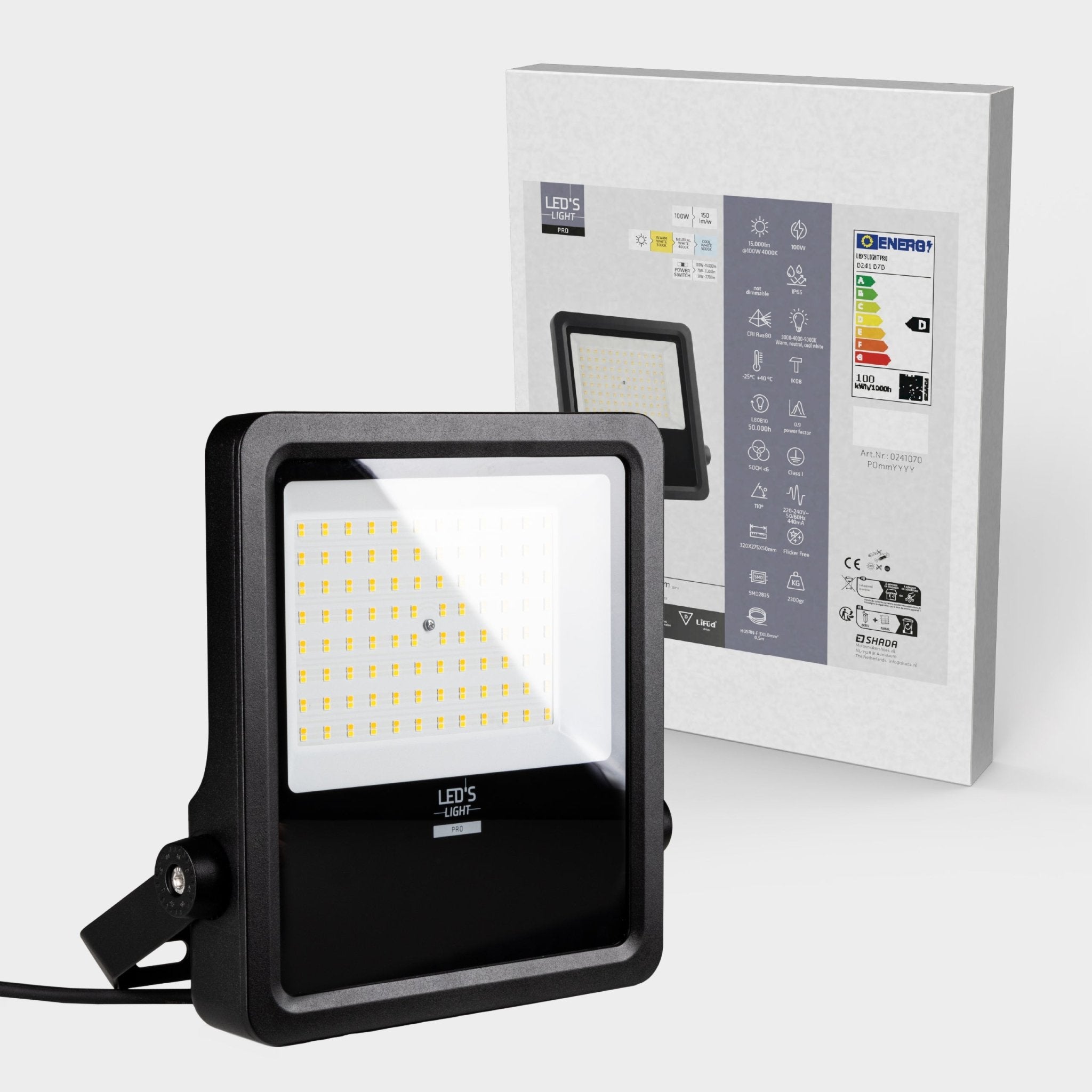 LED's Light Pro Premium Floodlight 12750 - 6 lichtstanden - Water en roestbestendig - 100W - LED.nl