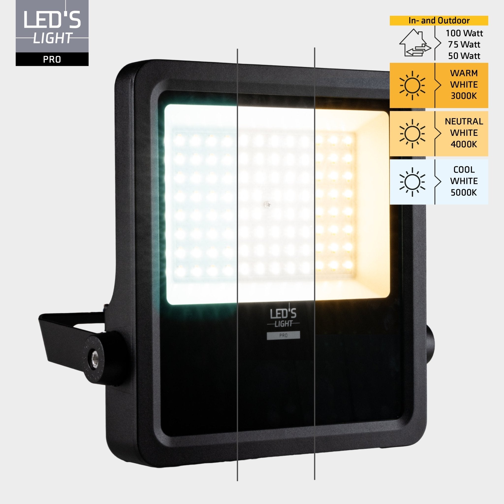 LED's Light Pro Premium Floodlight 12750 - 6 lichtstanden - Water en roestbestendig - 100W - LED.nl