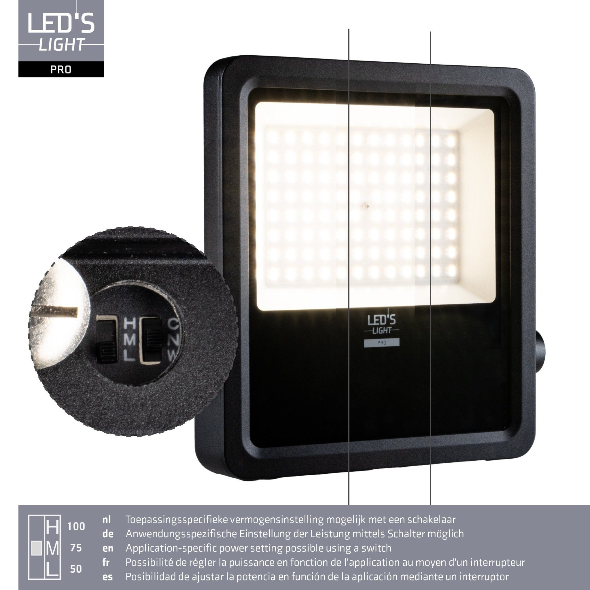 LED's Light Pro Premium Floodlight 12750 - 6 lichtstanden - Water en roestbestendig - 100W - LED.nl