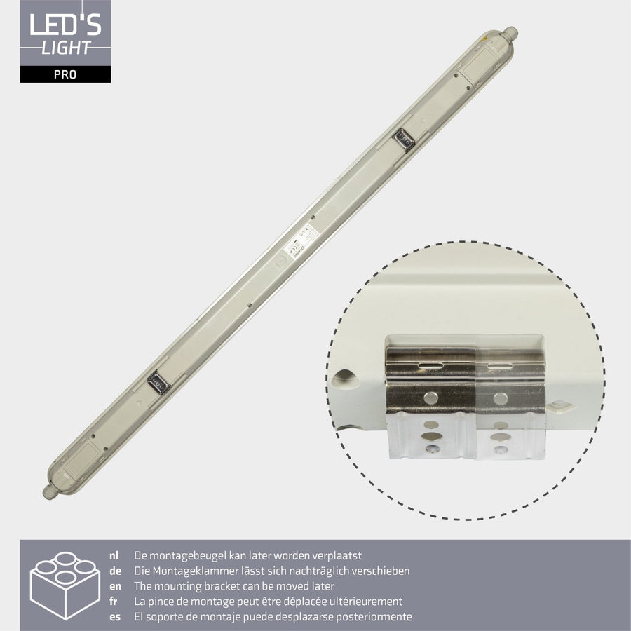 4 PACK -LED's Light Pro TL armatuur compleet 60 cm - Koppelbaar - IP65 Waterdicht - 2400 lm - 15W - 160lm/w LED.nl