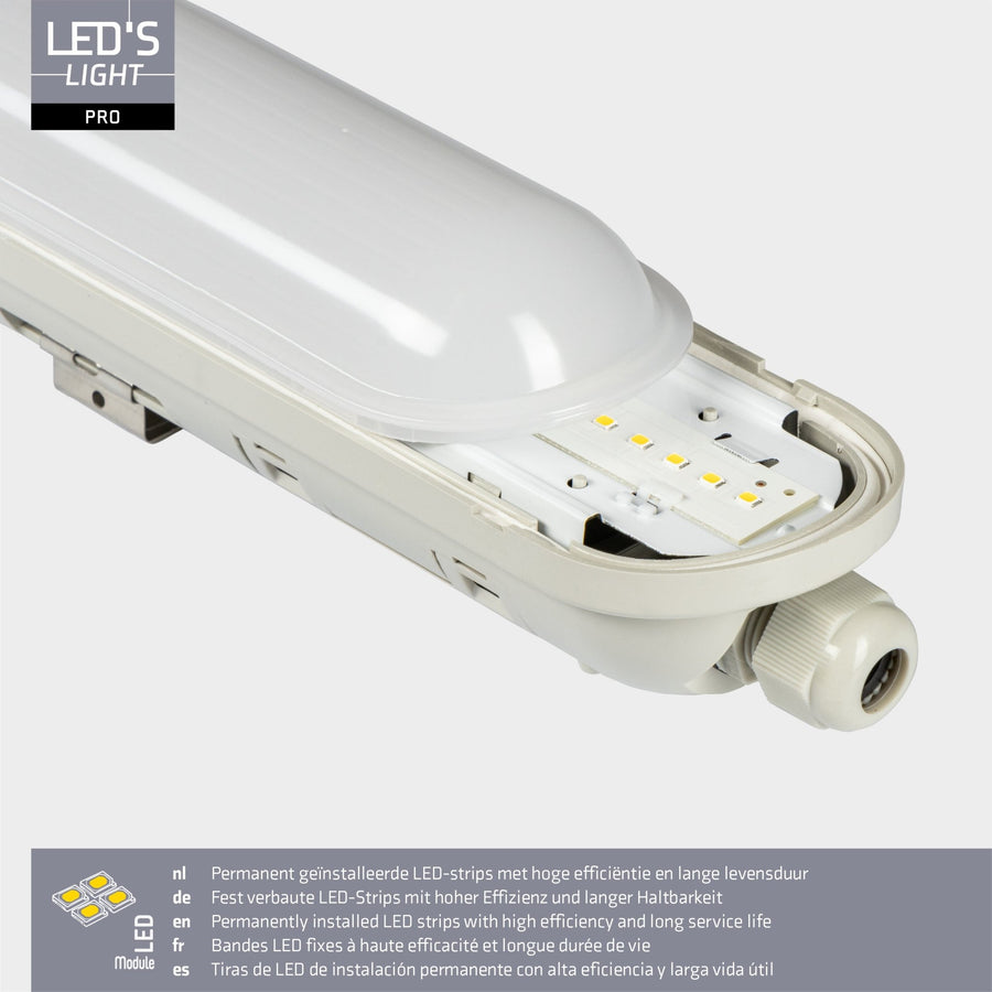 4 PACK -LED's Light Pro TL armatuur compleet 60 cm - Koppelbaar - IP65 Waterdicht - 2400 lm - 15W - 160lm/w LED.nl