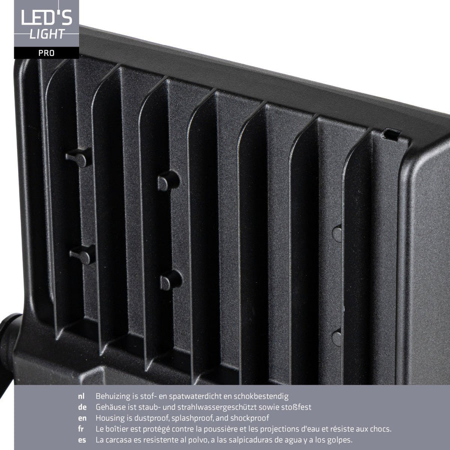 LED's Light pro Schijnwerper floodlight - CCT - 100W 14000lm 3000K/4000K/5000K - Sosen voeding - Zwart - IP66 IK08 Vermogen verstelbaar Schijnwerpers LED.nl