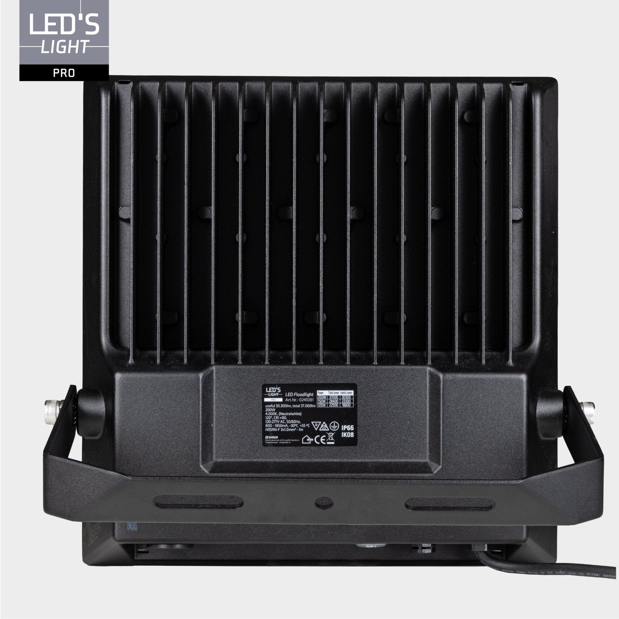LED's Light Professionele LED Floodlight 37000 - 3 lichtstanden - Waterdicht - 200 watt - LED.nl