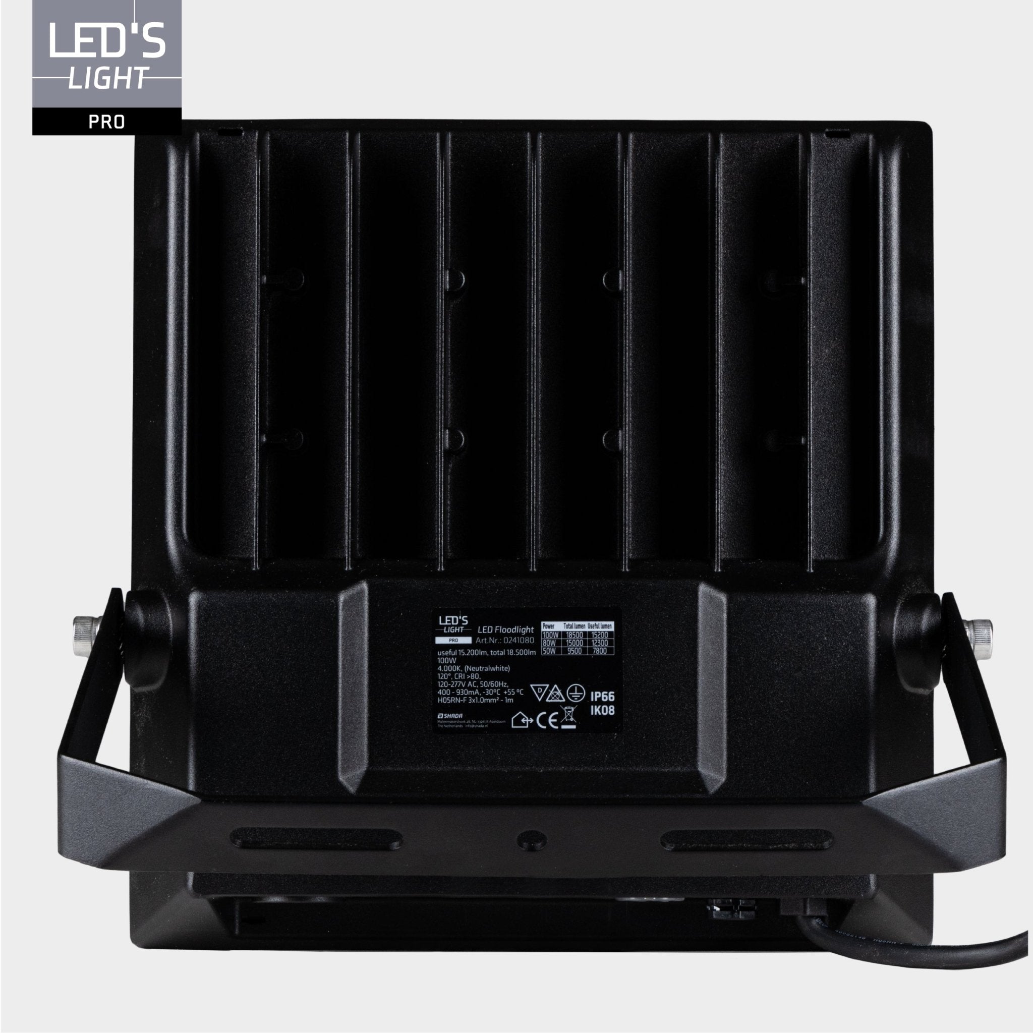 LED's Light Professionele LED Schijnwerper 18500 - 3 lichtstanden - Waterdicht - 100 watt - LED.nl
