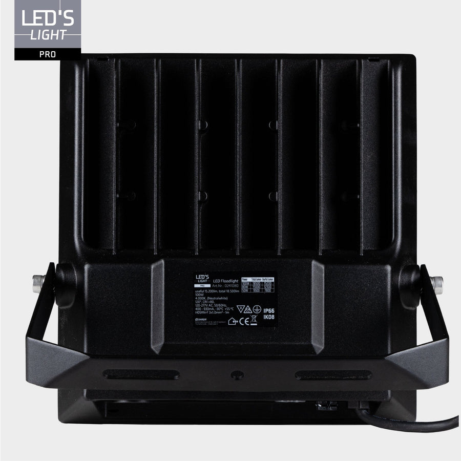 LED's Light pro Professionele LED Schijnwerper 18500 - 3 lichtstanden - Waterdicht - 100 watt - Daglichtsensor Schijnwerpers LED.nl