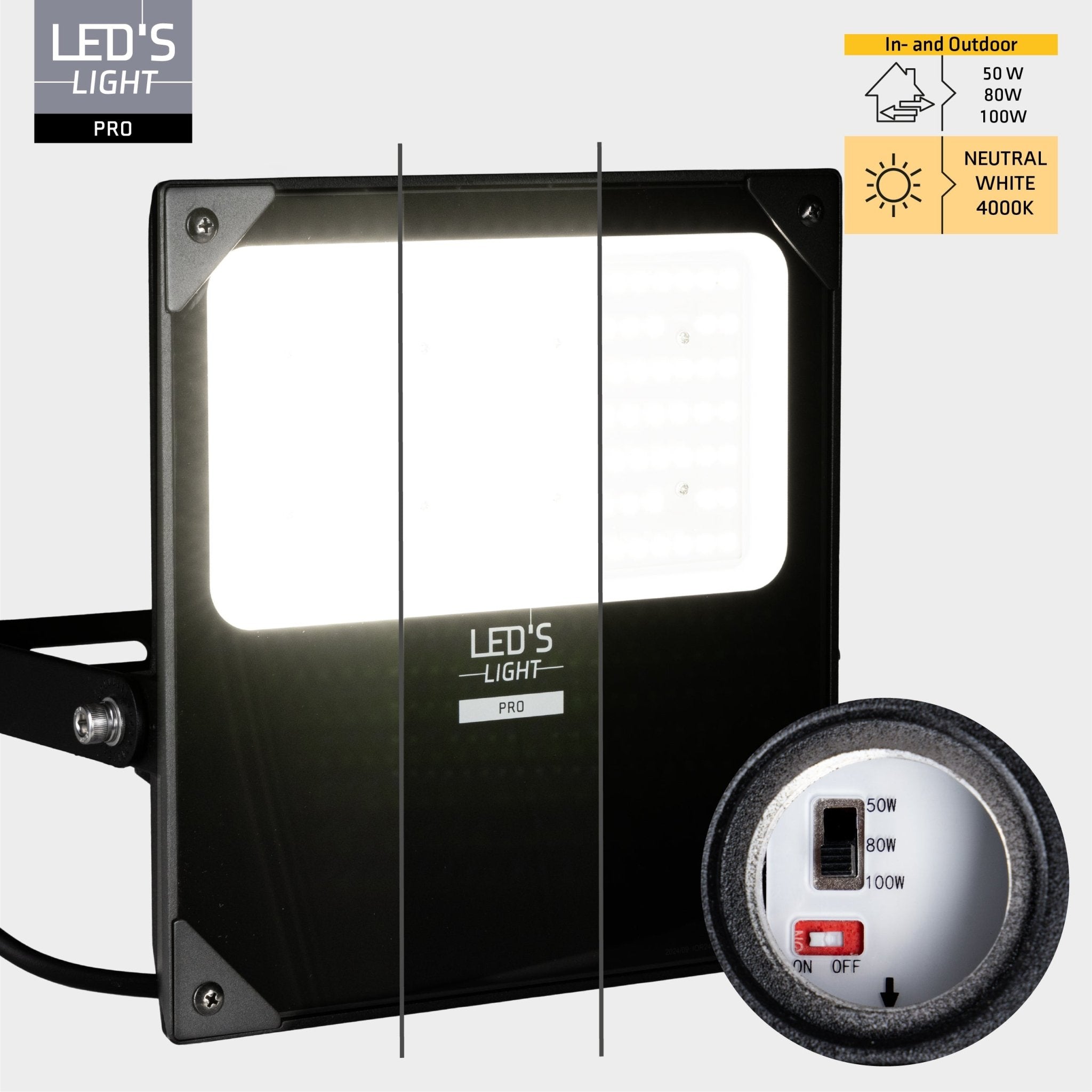 LED's Light Professionele LED Schijnwerper 18500 - 3 lichtstanden - Waterdicht - 100 watt - LED.nl