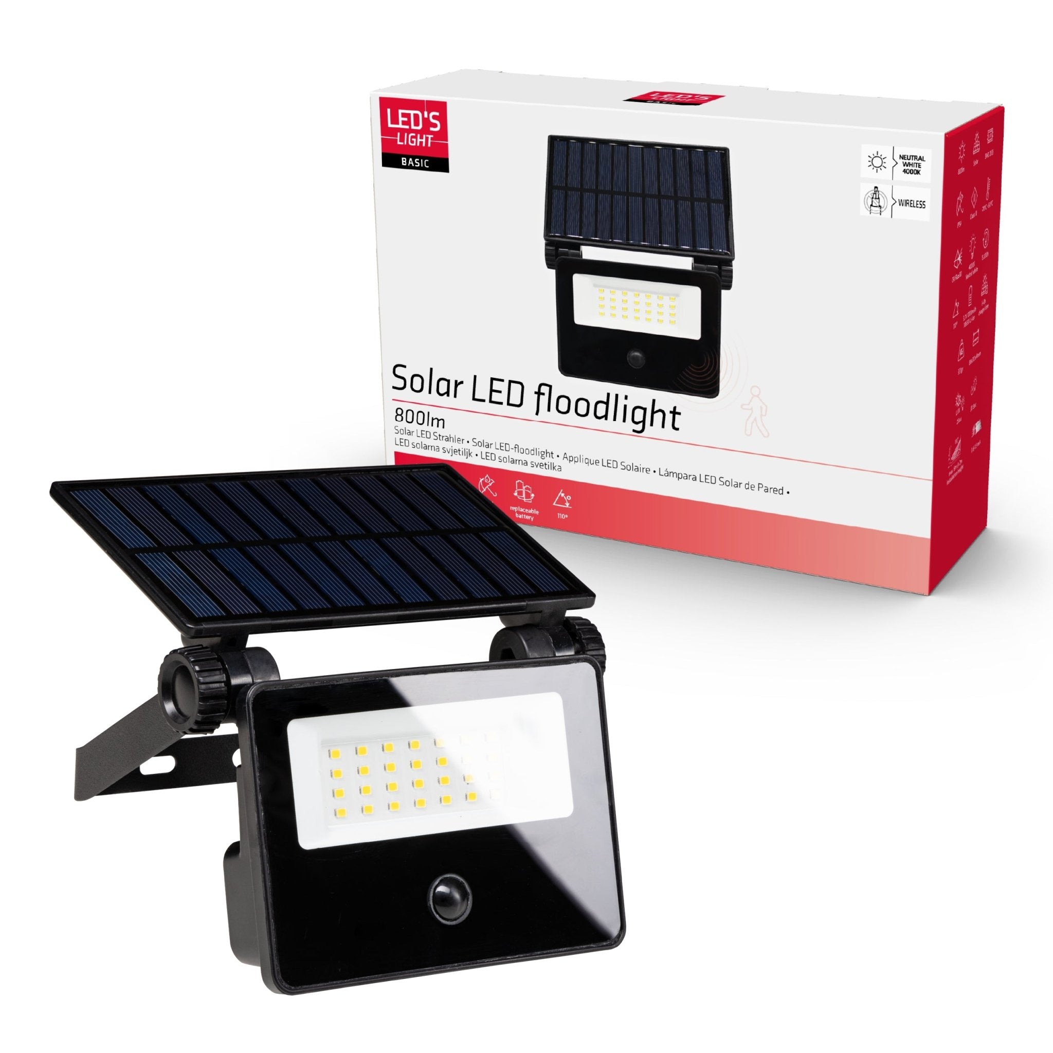 LED's Light Solar Schijnwerper met bewegingssensor - Volledig draadloze buitenlamp - Zwart - LED.nl