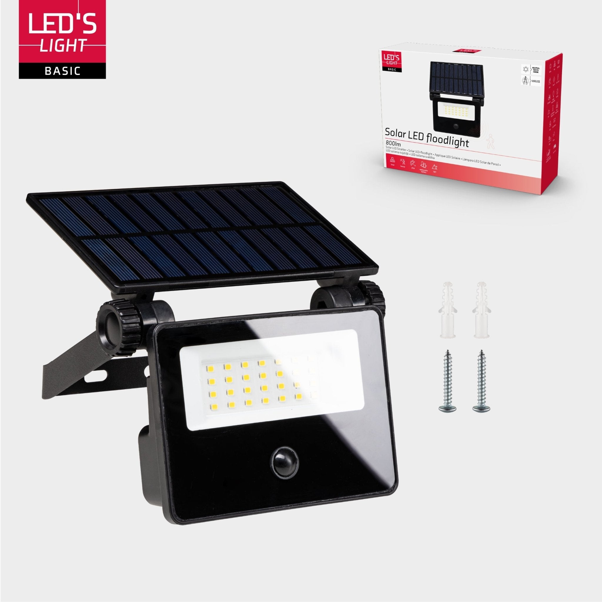 LED's Light Solar Schijnwerper met bewegingssensor - Volledig draadloze buitenlamp - Zwart - LED.nl
