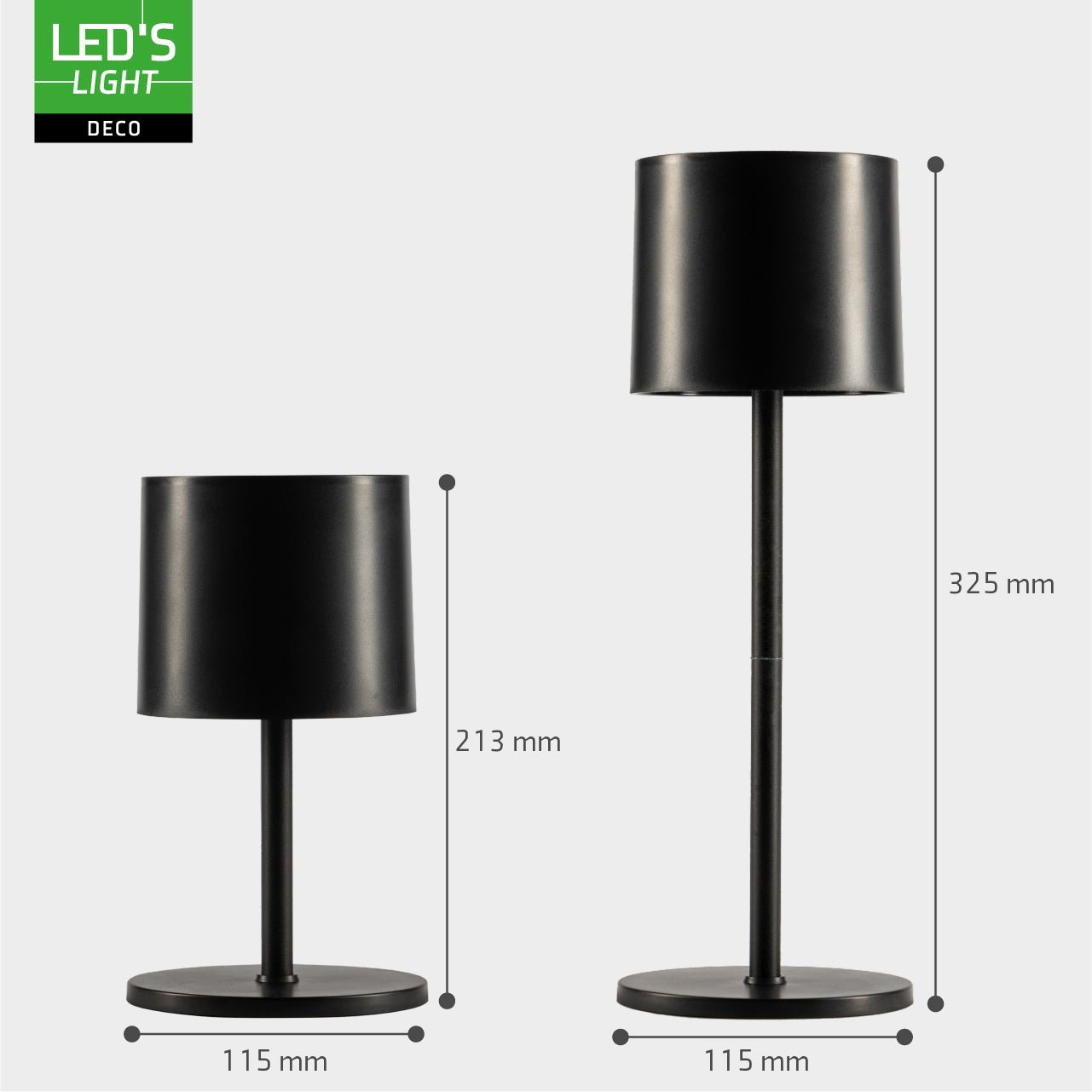 LED's Light Tafellamp op accu - oplaadbaar en draadloos - voor binnen en buiten - 3 kleuren - Zwart - LED.nl