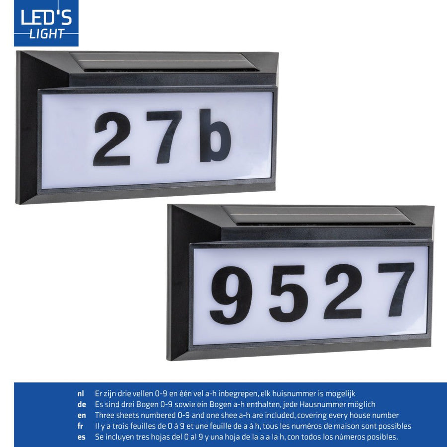 LED-Licht-Solarpanel-Solar-LED-Hausnummernschild-Set - LED.de