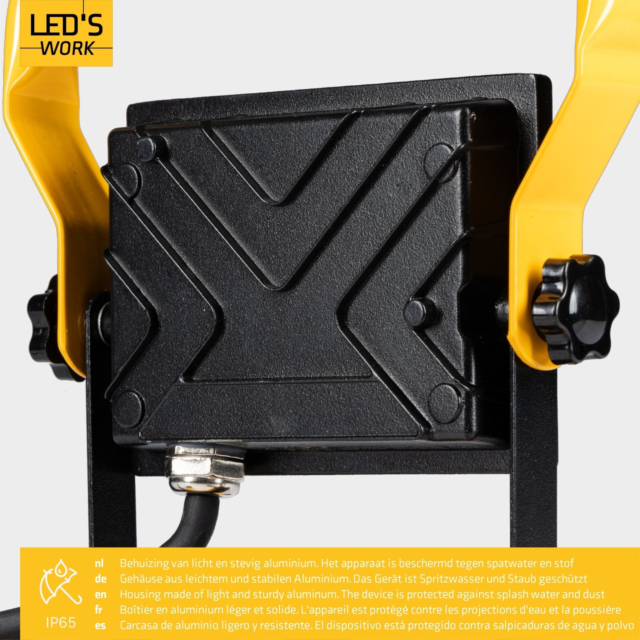 LED's Work Bouwlamp 2000 - Verstelbare beugel - Waterdicht (IP65) - Zwart geel - LED.nl
