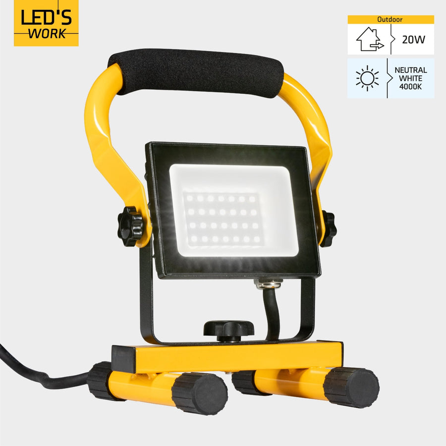 LED's Work Bouwlamp Werklamp 2000 - Verstelbare beugel - Waterdicht (IP65) - Zwart geel - Bedraad Werklampen LED.nl