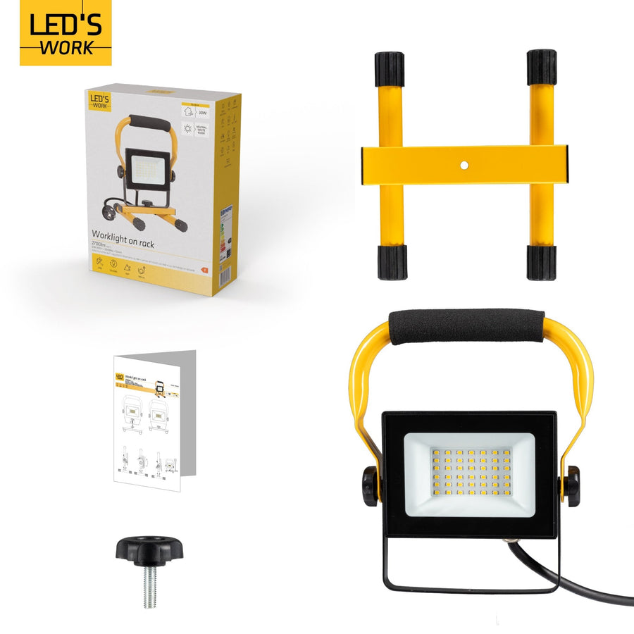 LED's Work Construction Lamp 3100 - Verstellbare Halterung - Wasserdicht (IP65) - Schwarz Gelb - LED.de