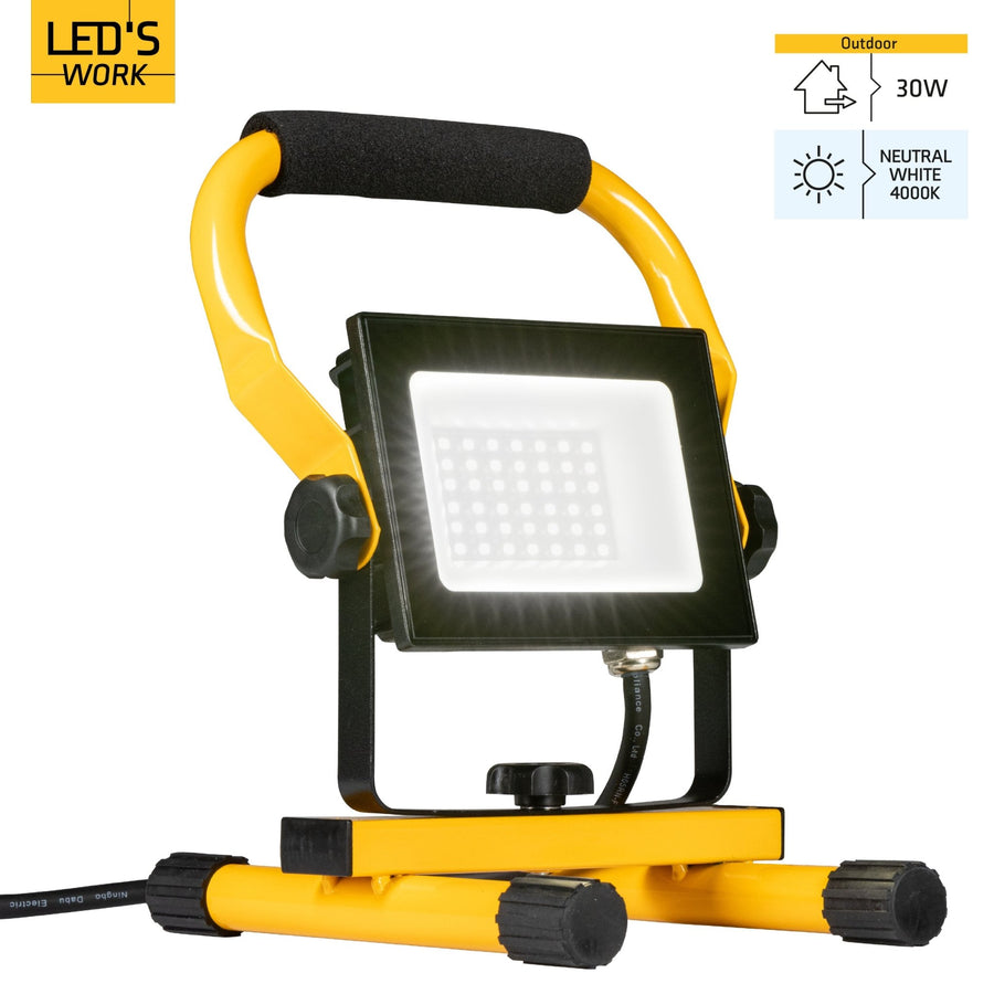LED's Work Construction Lamp 3100 - Verstellbare Halterung - Wasserdicht (IP65) - Schwarz Gelb - LED.de
