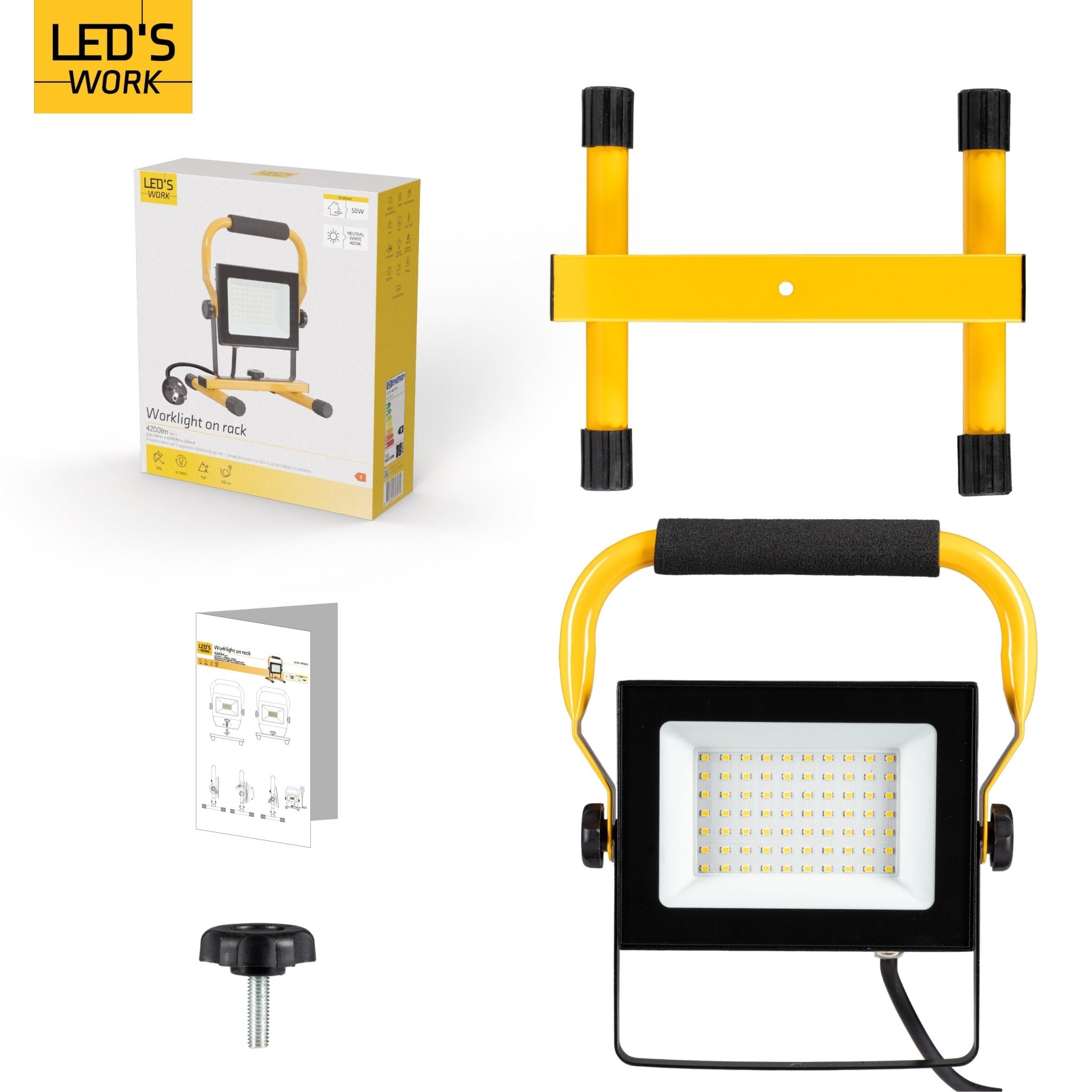 LED's Work Bouwlamp 4900 - Verstelbare beugel - Waterdicht (IP65) - Zwart geel - LED.nl