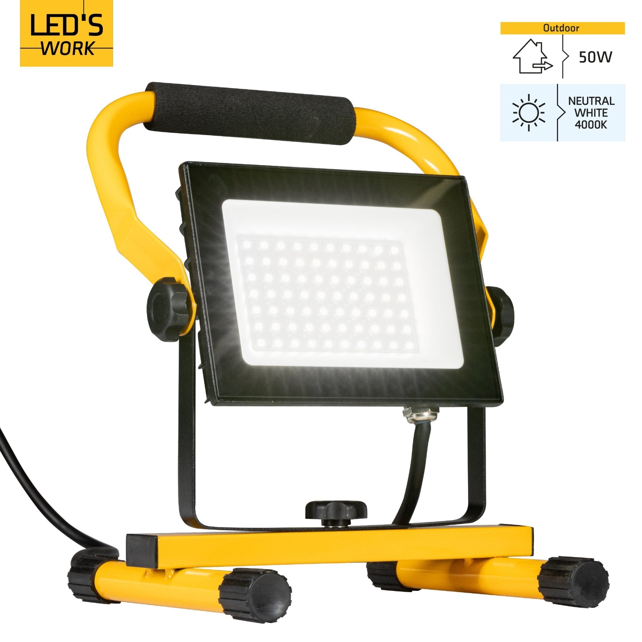 LED's Work Bouwlamp 4900 - Verstelbare beugel - Waterdicht (IP65) - Zwart geel - LED.nl