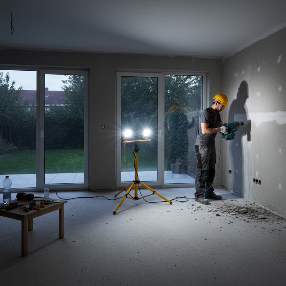 LED's Work bouwlamp/Werklamp op statief AC Bouwlamp – 2×20 W 4800 lm 4000 K Bouwlampen LED.nl