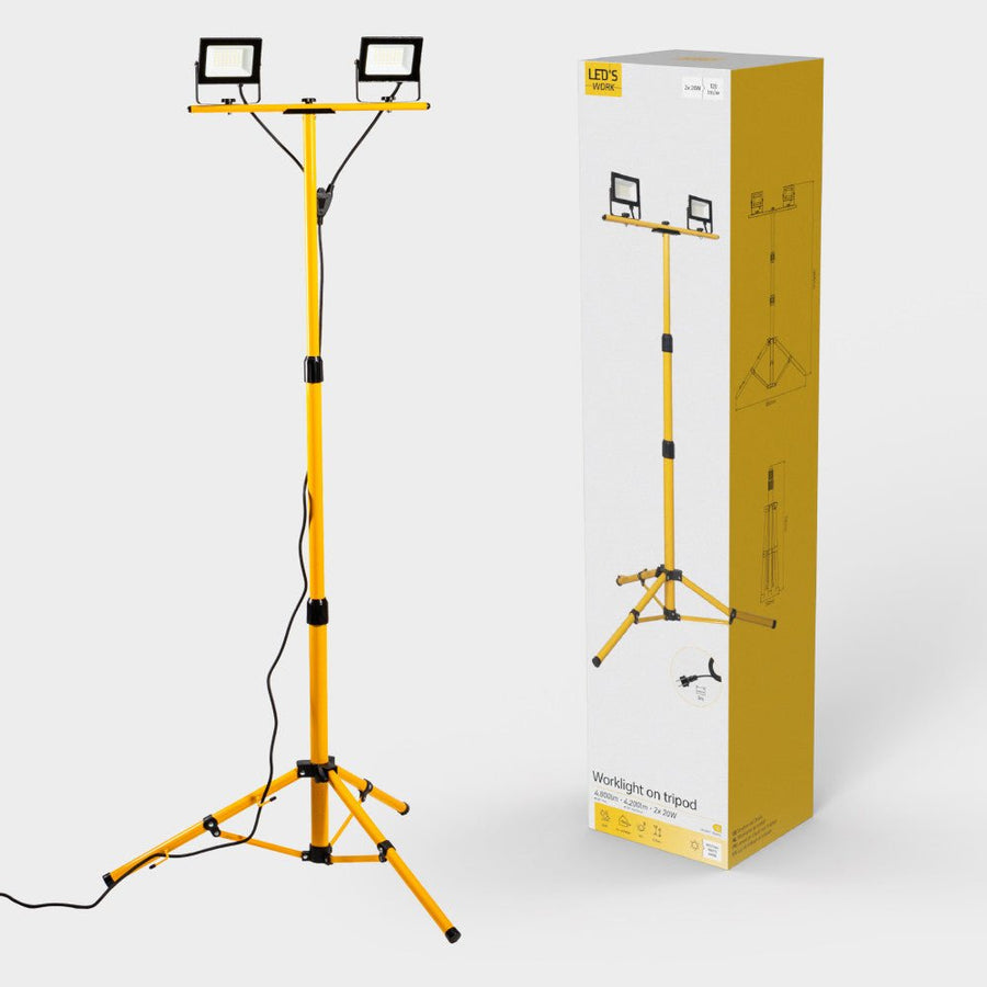 LED-Baustellenleuchte/Stativ-Baustellenleuchte (2 × 20 W, 4800 lm, 4000 K) - LED.de