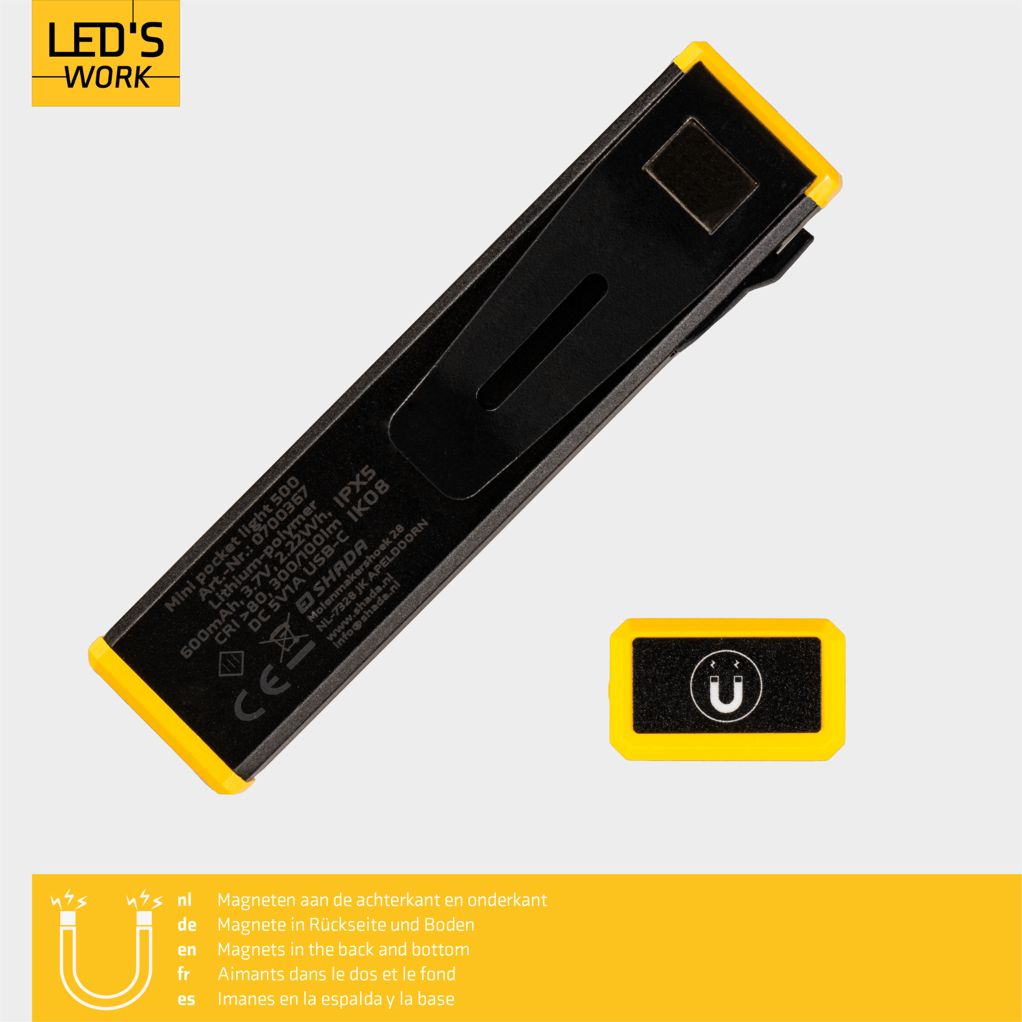 LED's Work Compacte LED Mini Zaklamp - Oplaadbaar - 3 verschillende lichtmodi en zoomfunctie - LED.nl