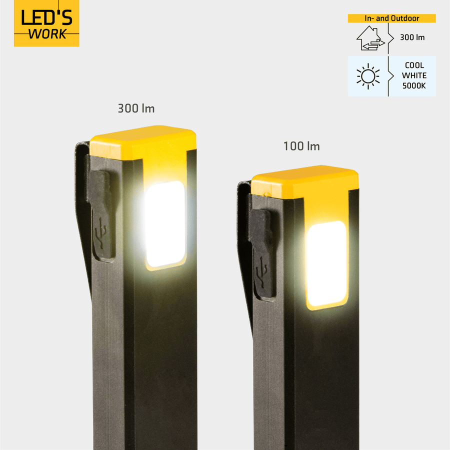 LED's Work Compact LED Mini-Taschenlampe – wiederaufladbar – 3 verschiedene Leuchtmodi und Zoomfunktion - LED.de