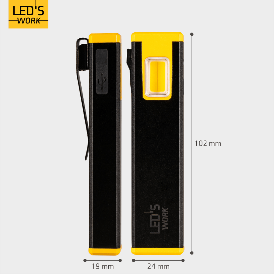 LED's Work Compact LED Mini-Taschenlampe – wiederaufladbar – 3 verschiedene Leuchtmodi und Zoomfunktion - LED.de
