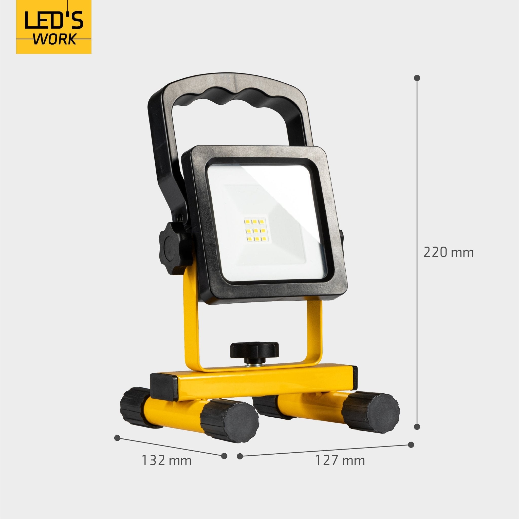 LED's Work draadloze LED Bouwlamp op accu 700 - Oplaadbaar en kantelbaar - Zwart geel - LED.nl