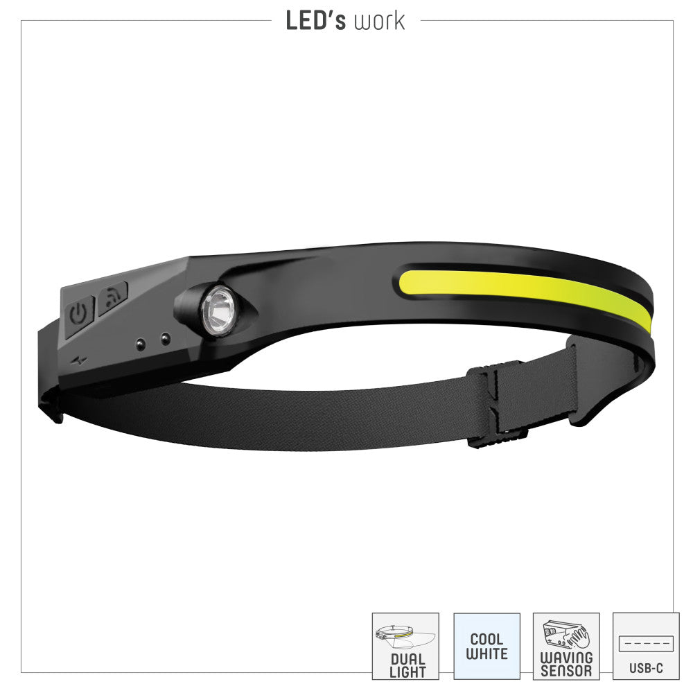 LED's Work Hoofdlamp - 3,5W 300lm 7000K LiPo (Lithium Polymer) 4,44Wh - IP44 Hoofdlampen LED.nl