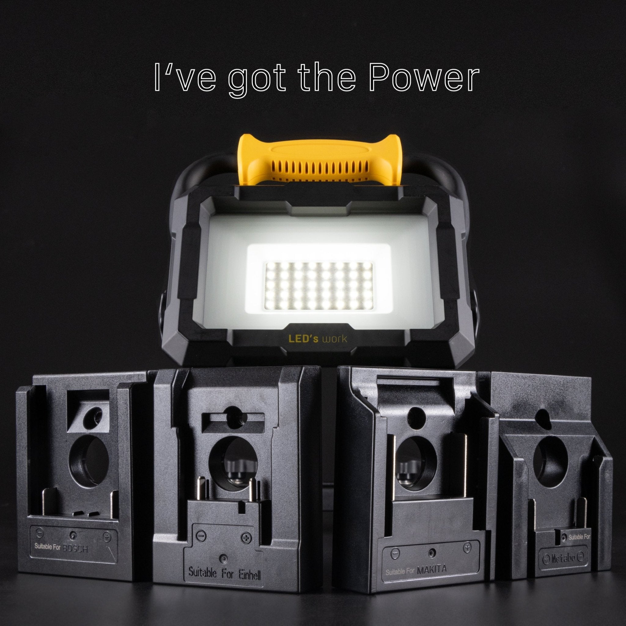 LED's Work Oplaadbare 18V Bouwlamp 2000 - Werkt op 18V accu’s van Makita, Bosch, Metabo (CAS) en Einhell – In 3 stappen dimbaar - LED.nl