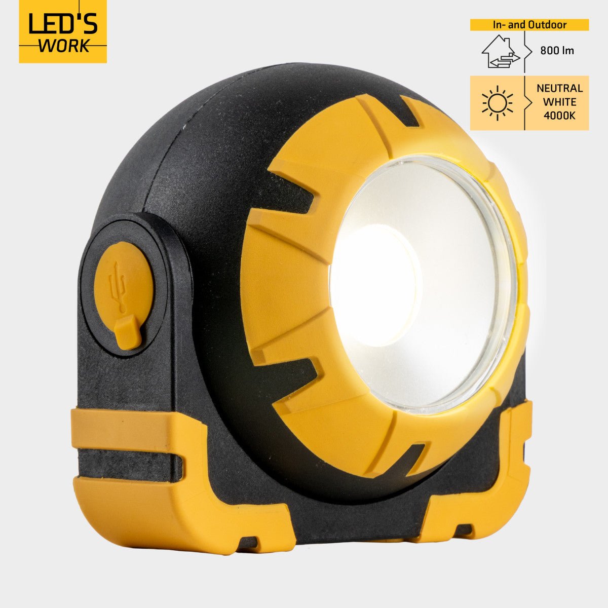 LED's Work Oplaadbare LED Looplamp - Werkt draadloos op accu - 10 x 10 cm - LED.nl