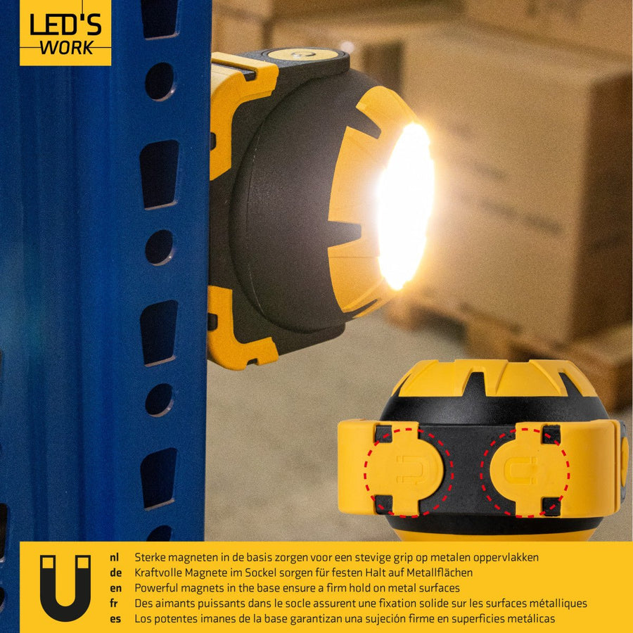 LED's Work Oplaadbare LED Looplamp – Krachtige Draadloze 800 Lumen Werk- & Noodlamp Werklampen LED.nl