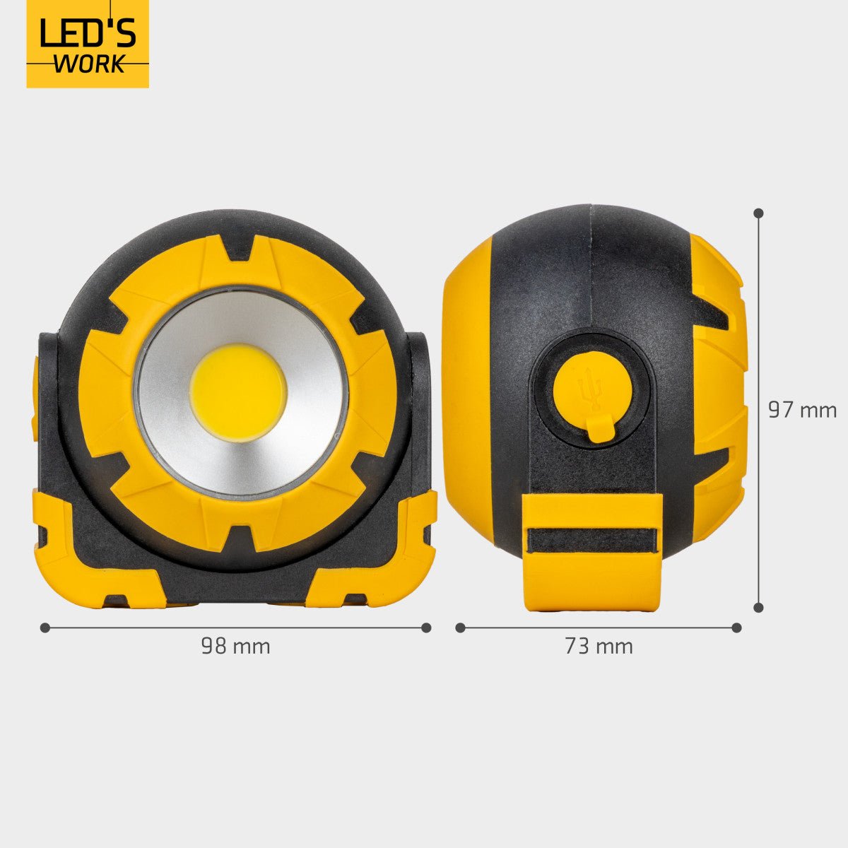 LED's Work Oplaadbare LED Looplamp - Werkt draadloos op accu - 10 x 10 cm - LED.nl