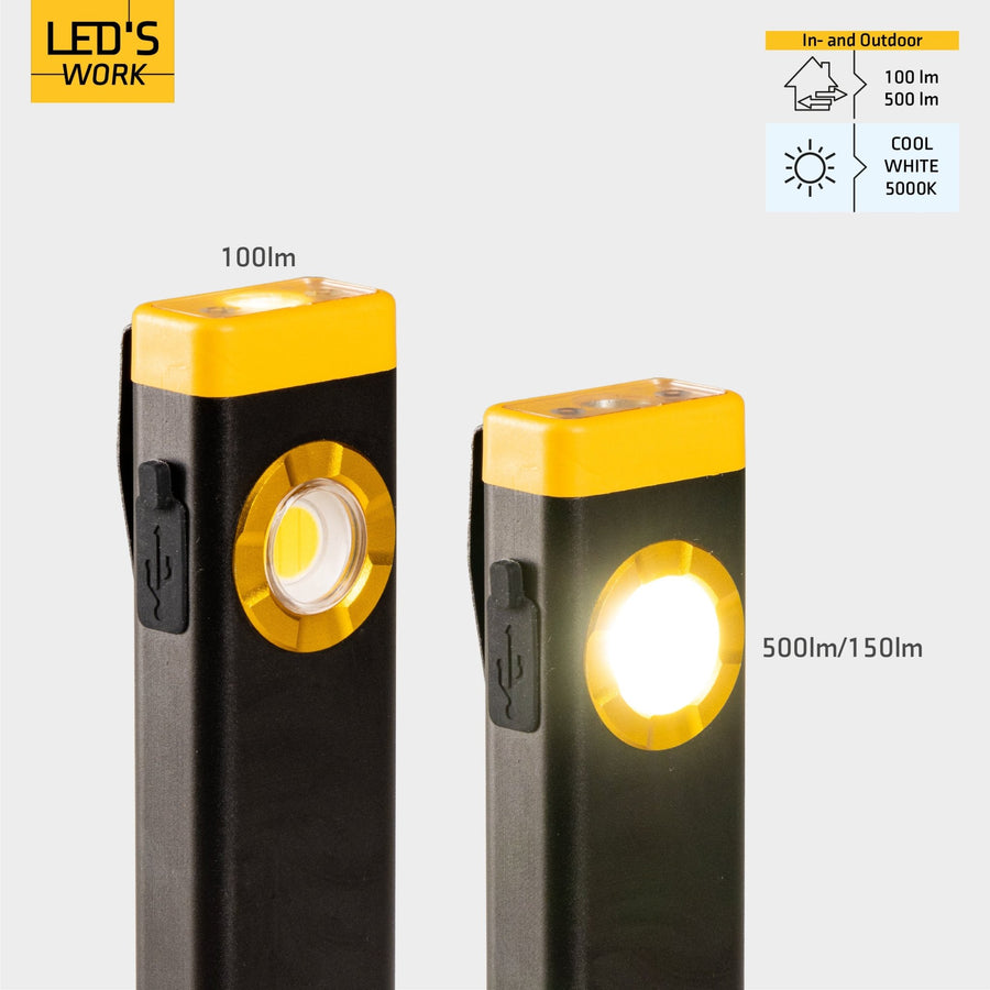 LED's Work Rechargeable LED Mini Flashlight with 3 light modes (100, 500 and 700 Lumen) - LED.nl