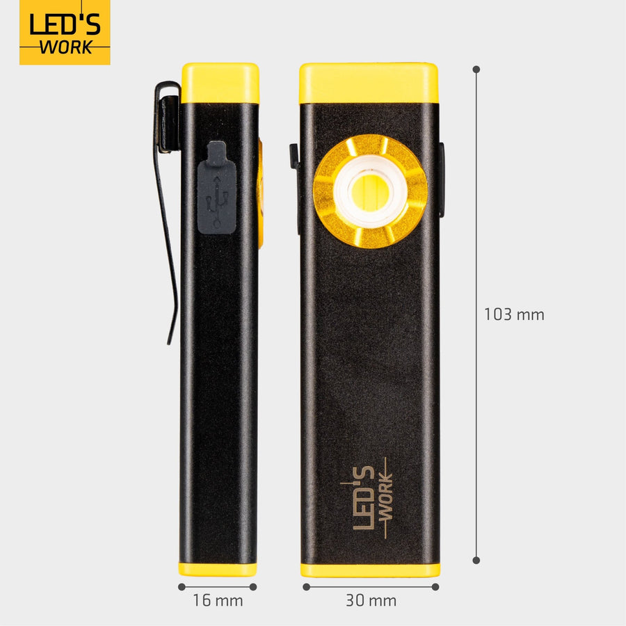 LED's Work Rechargeable LED Mini Flashlight with 3 light modes (100, 500 and 700 Lumen) - LED.nl