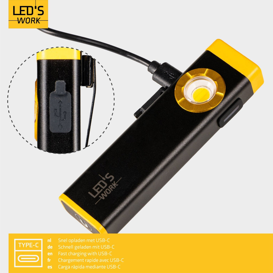 LED's Work Rechargeable LED Mini Flashlight with 3 light modes (100, 500 and 700 Lumen) - LED.nl