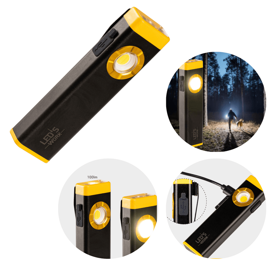 LED's Work Rechargeable LED Mini Flashlight with 3 light modes (100, 500 and 700 Lumen) - LED.nl